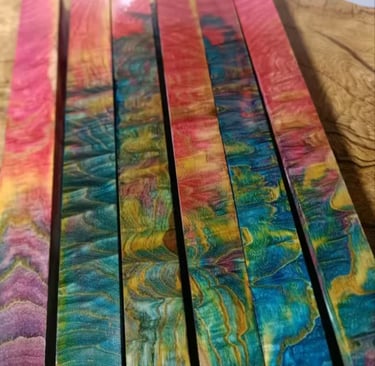 rainbow color stabilized wood block for cue 