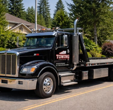 A black truck parked outside a home in Maple Ridge, BC.