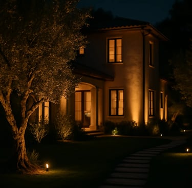 Luxury villa with spotlight showcase