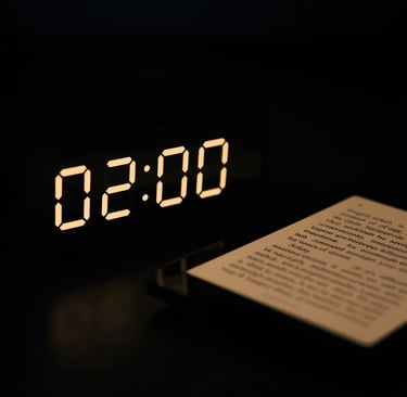 digital clock and book