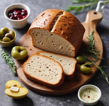 a basket filled with loaves of bread