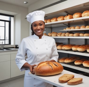 brown bread on black metal table