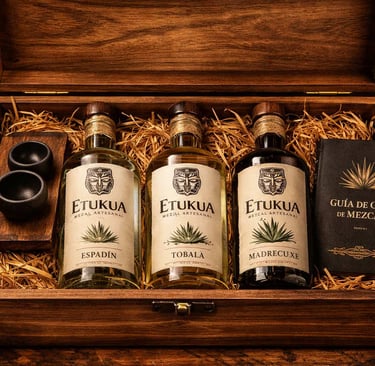 Persona recibiendo en su casa una caja de mezcal Etukua con sonrisa de satisfacción