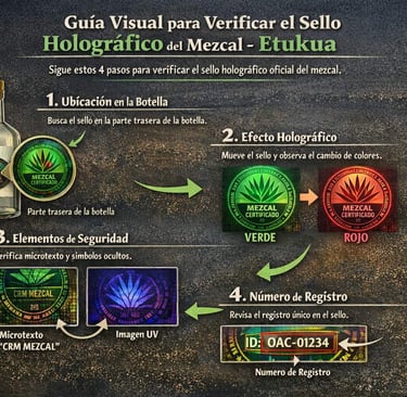  Infografía que muestra paso a paso cómo identificar y verificar el sello holográfico oficial del me