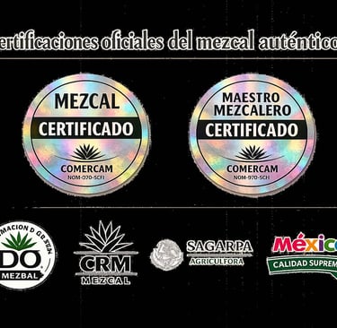 Sellos oficiales de certificación de mezcal auténtico certificado maestrov