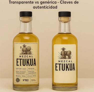 Diferencias entre etiqueta transparente auténtica y etiqueta genérica con información faltante