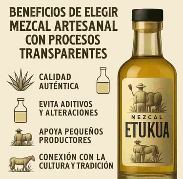 Etiqueta de mezcal mostrando información transparente sobre procesos y origen