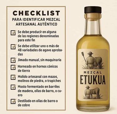 Imagen de checklist con elementos para verificar autenticidad de mezcal artesanal