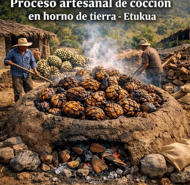 Horno de tierra tradicional usado en la elaboración de mezcal artesanal.Horno de tierra tradicional 