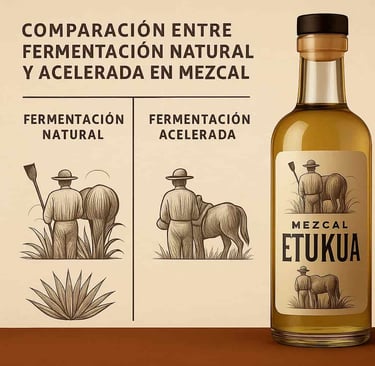 Proceso de fermentación natural del mezcal en tinas de madera artesanal