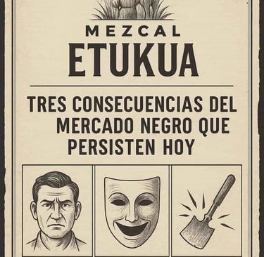 Infografía que muestra tres consecuencias persistentes del mercado negro del mezcal