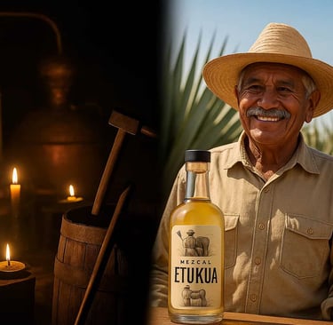 Comparación visual entre producción clandestina histórica y producción transparente actual de Etukua