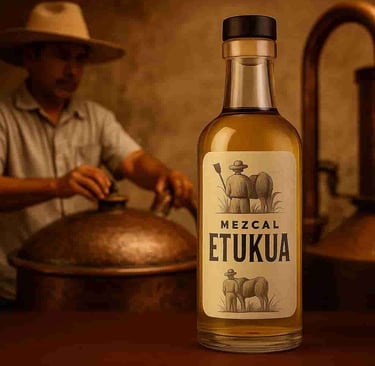 Maestro mezcalero supervisando destilación en alambique tradiciona