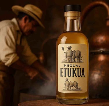 Maestro mezcalero destilando mezcal en alambique de cobre