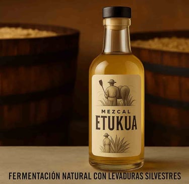 Tinas de madera con mosto de agave fermentando naturalmente