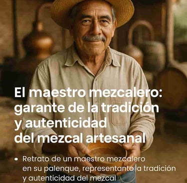 Retrato de un maestro mezcalero en su palenque, representando la tradición y autenticidad del mezcal