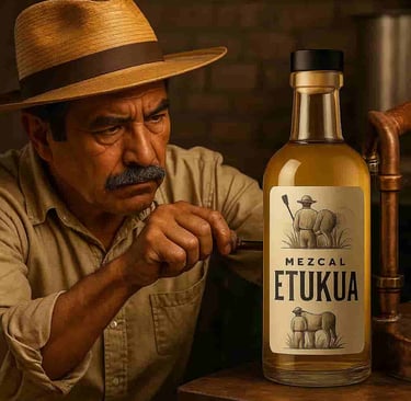  Artesano experto revisando proceso de destilación con atención al detalle