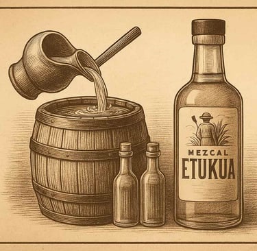 Representación de métodos antiguos de adulteración como añadido de agua no purificada al mezcal