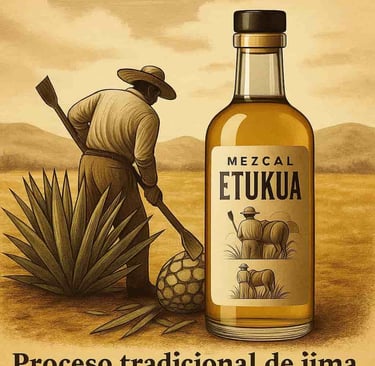 Jimador cortando hojas de agave con coa en proceso tradicional de elaboración de mezcal