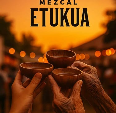 Maestro mezcalero enseñando a un joven aprendiz el arte tradicional del mezcal.