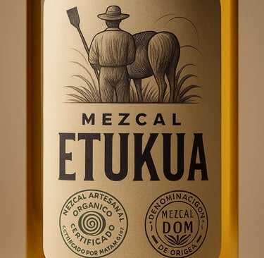 Close-up de etiqueta Etukua mostrando estándares de transparencia en marcas auténticas