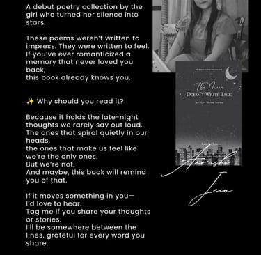 The Moon Doesn't Write Back | Promotional post | Reverie's Realm instagram | Aarushi Jain Writes