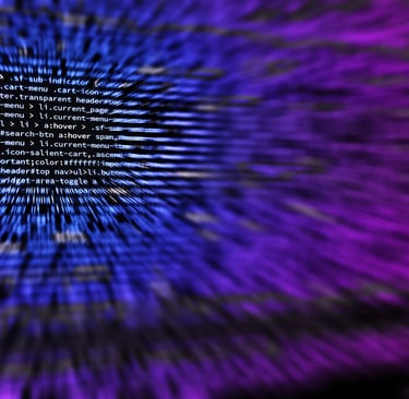 a distorted image of screen showing lines of code