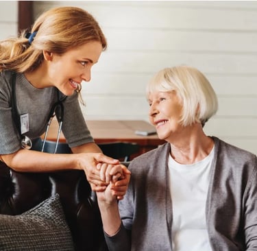 Personnel et résident satisfaitent d'Audiva d'Eulabie