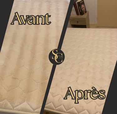 Nettoyage matelas taches urine avant après à domicile Coutances — nettoyage matelas Manche