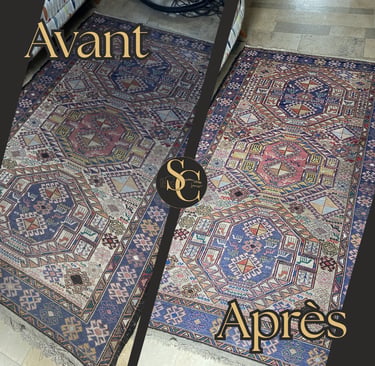 Nettoyage tapis persan avant après à domicile Granville — shampouinage tapis Manche Shampo Clean