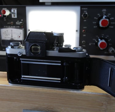 Nikon camera undergoing light meter testing
