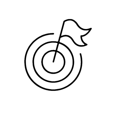 a black and white picture of a target target with a flag