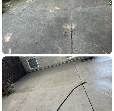 a photo of before and after of pressure washing job