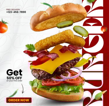 a burger social media poster