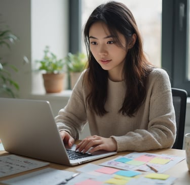 girl working on laptop