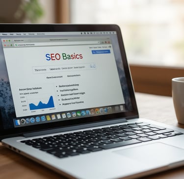laptop with SEO basic