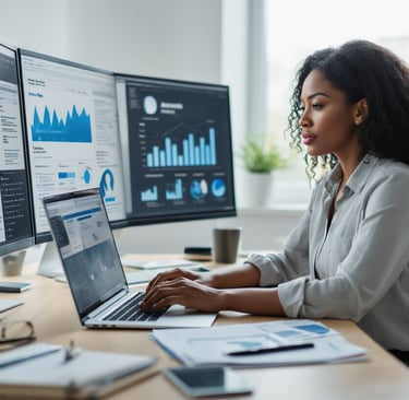 girl working on data analytics for online presence