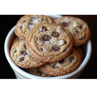 a bowl of chocolate chip cookies