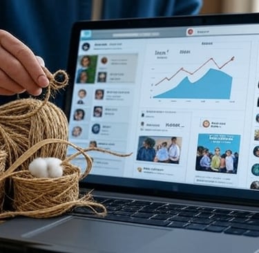 a person holding a string rope wrapped around a nest of eggs
