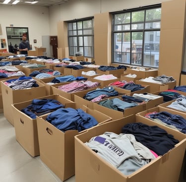 A donation box with an artistic depiction of a person on horseback slaying a dragon, surrounded by decorative floral patterns and inscriptions in multiple languages on its front. It is mounted against a rocky surface.