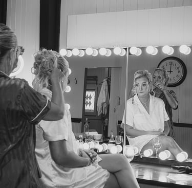 Natural light bride getting ready portrait Avalon Castle Melbourne wedding photographer
