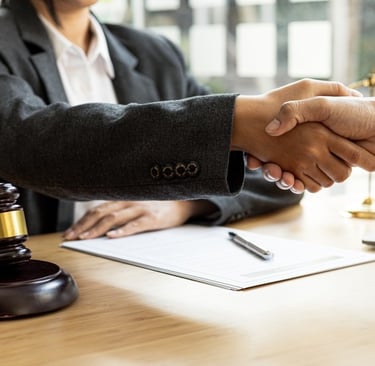 lawyer shaking hands with judge