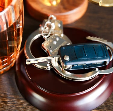 keys and handcuffs on desk