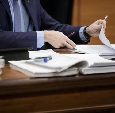 lawyer reading files