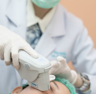 ultherapy treatment on client's face