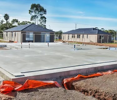 Freshly poured house foundation by West Linn Concrete