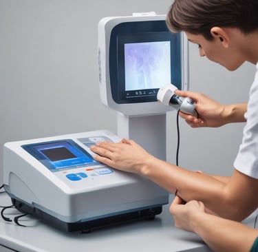 a green laser is shining in the dark