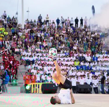 Football freestylers in Madrid