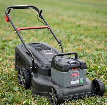 a pushmower with a battery where the engine is usually located
