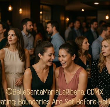 relaxed, confident energy, are laughing and enjoying each other’s company while ignoring the men